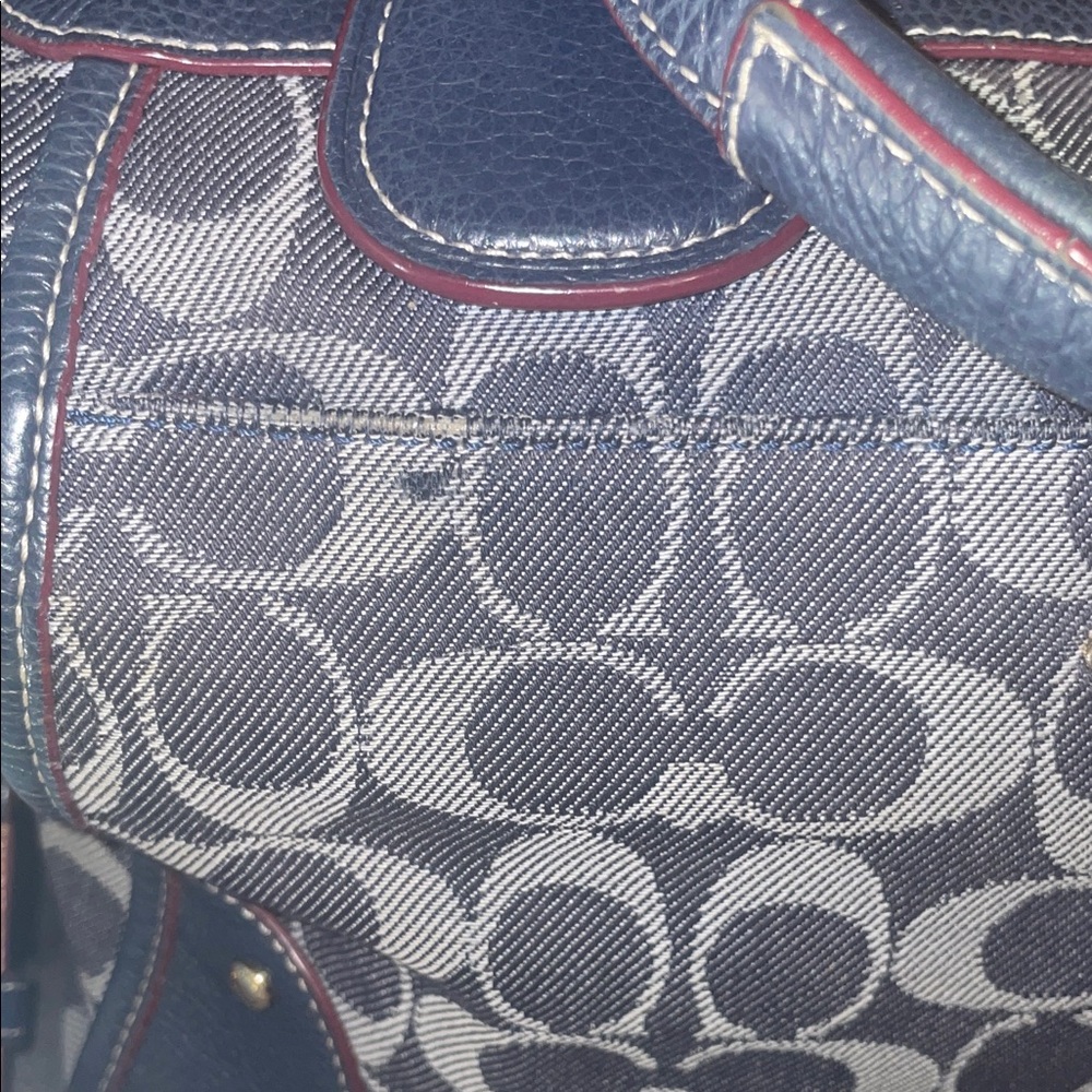 Coach Mickie Satchel  Signature C Denim and Leather Trim GUC - Picture 3 of 16